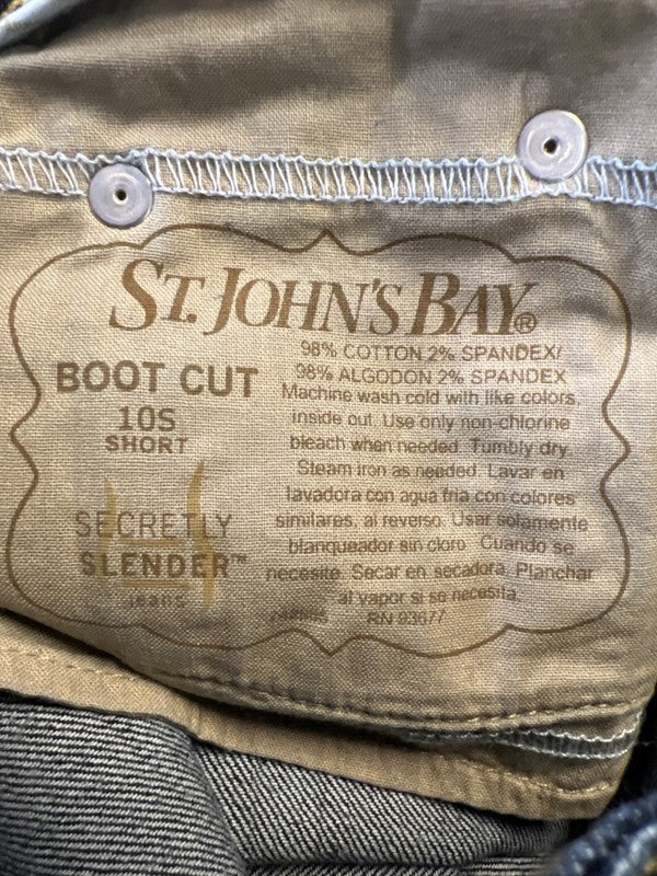 St John's Bay Women's Dark Wash Secretly Slender Bootcut Denim Jeans - 10 Short image 4