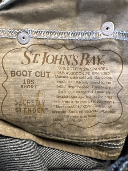 St John's Bay Women's Dark Wash Secretly Slender Bootcut Denim Jeans - 10 Short image 4