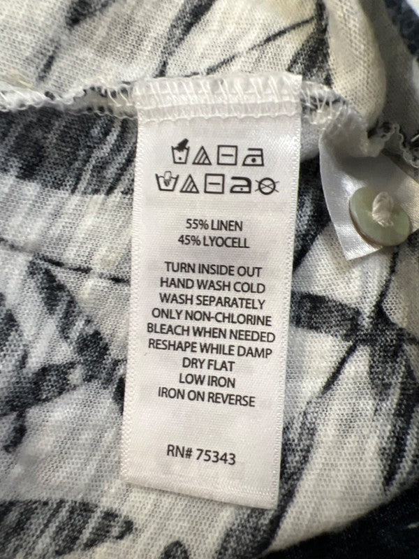 Tahari Women's White/Black Short Sleeve Linen Blend Button Up Shirt - XL image 4