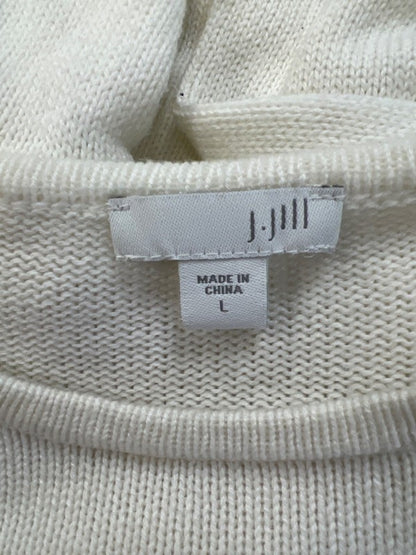 J.Jill Women's White Long Sleeve Slit Tie Side Sweater - L image 3