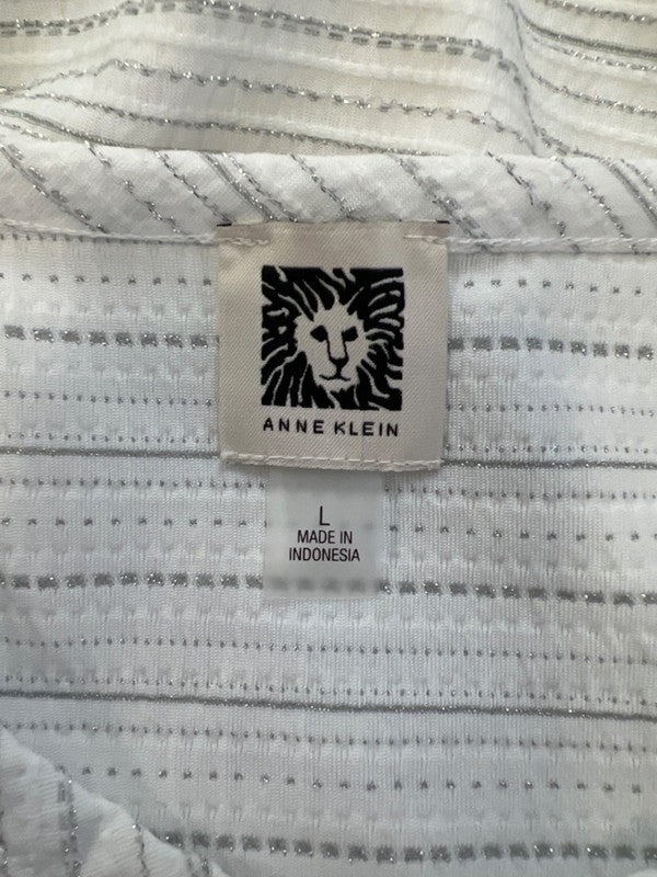 Anne Klein Women's White Metallic Short Sleeve T-Shirt - L image 3