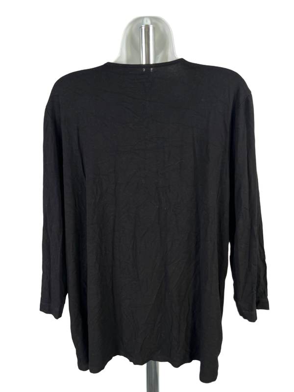 Chico's Women's Black 3/4 Sleeve The Ultimate T-Shirt - 3/US XL image 2