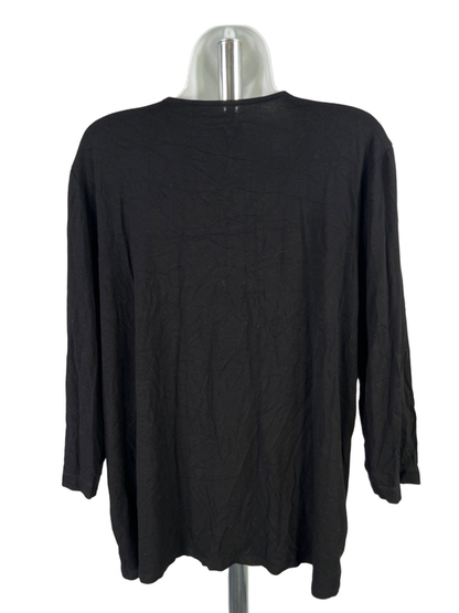 Chico's Women's Black 3/4 Sleeve The Ultimate T-Shirt - 3/US XL image 2