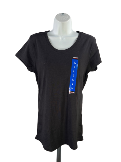 Kirkland Signature Women's Black Scoop Neck Short Sleeve Tee Shirt - L