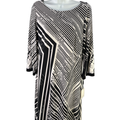 Calvin Klein Women's Black/White Striped 3/4 Sleeve Shift Dress - 6
