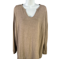 Pure J Jill Women's Tan/Brown Tranquility Fleece Long Sleeve Sweater - M