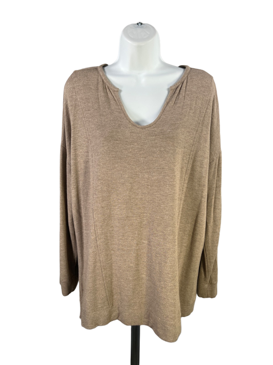 Pure J Jill Women's Tan/Brown Tranquility Fleece Long Sleeve Sweater - M