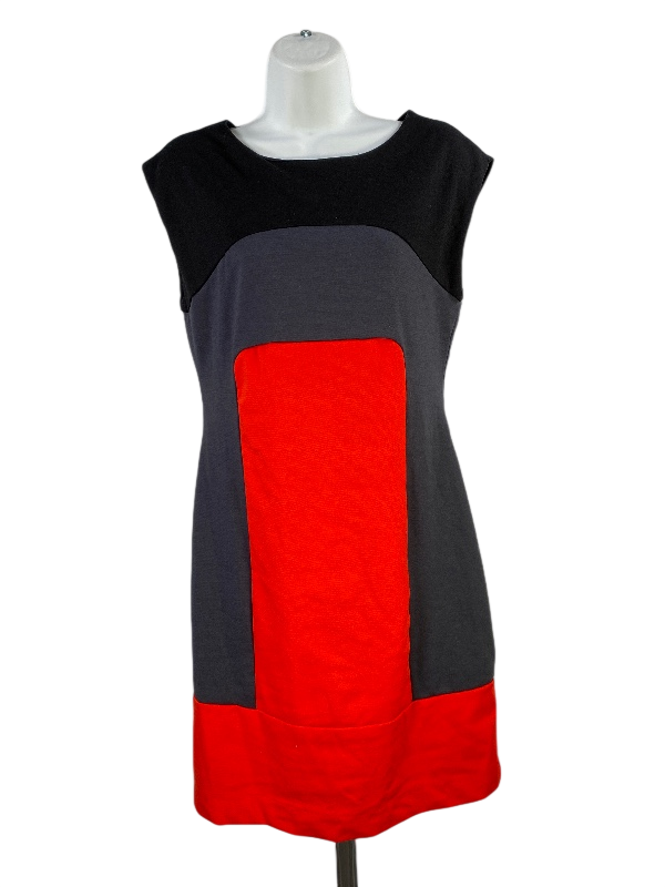 Banana Republic Women's Orange/Gray Cap Sleeve Sheath Dress - 6 Petite