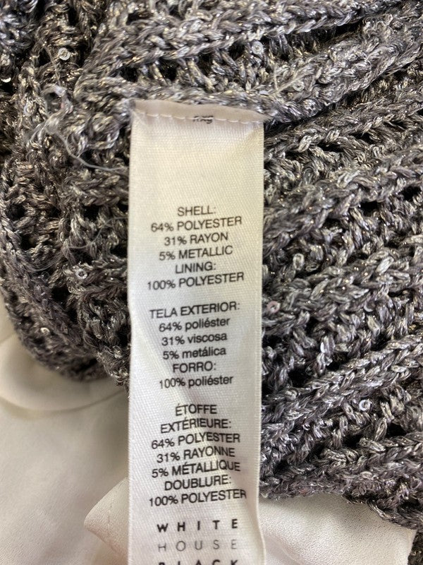 White House Black Market Women’s Gray Sequin Lined Sweater - M image 4