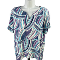 Chico's Women's Blue/Purple Short Sleeve V-Neck T-Shirt - 2/US L