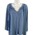 Lucky Brand Women's Blue Long Sleeve V-Neck Blouse - XXL