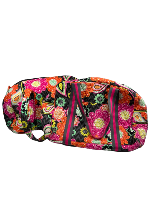 Vera Bradley Orange Ziggy Zinnia Floral Overnight Duffle Two Piece Bag Set