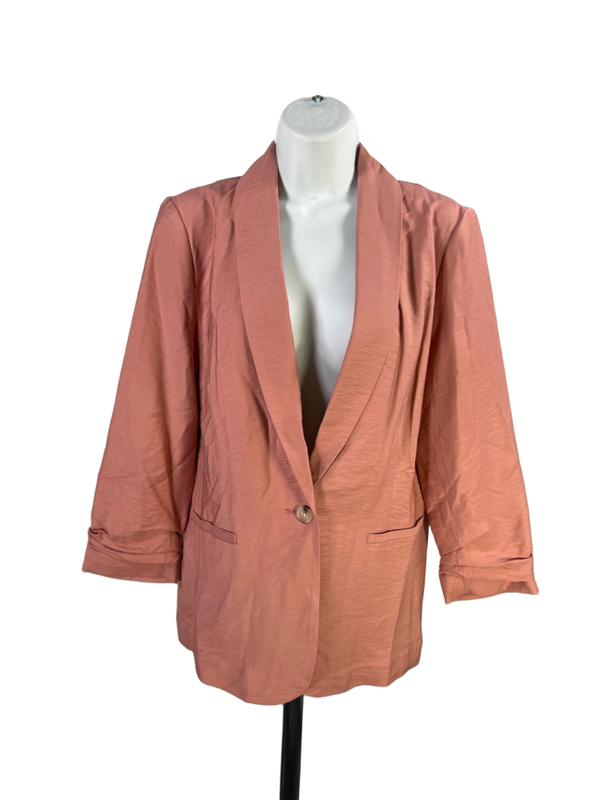 LC Lauren Conrad Women's Pink 3/4 Sleeve Single Button Blazer Jacket - S