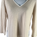 White House Black Market Women’s Beige 3/4 Sleeve Tunic Shirt - S