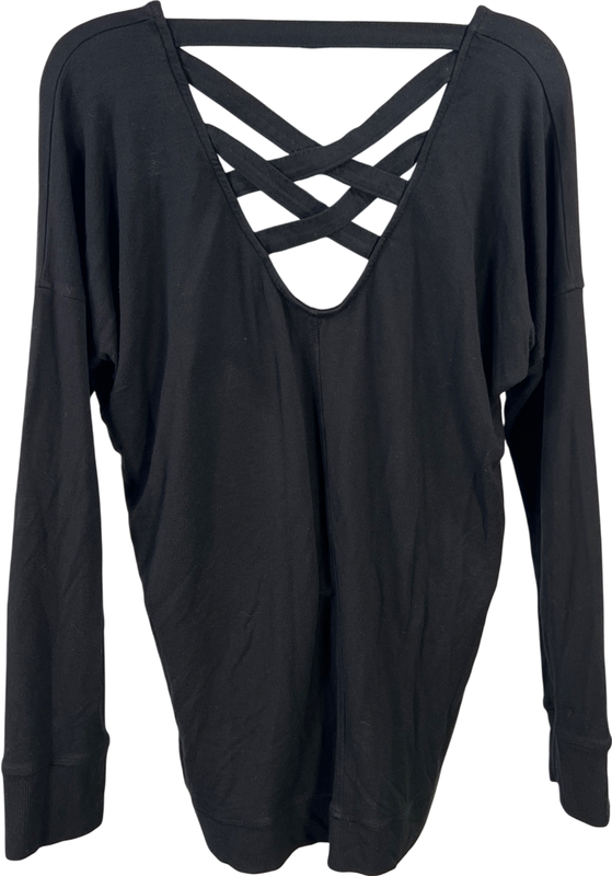 Athleta Women’s Black Criss Cross Back Long Sleeve Shirt - M image 2