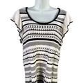 White House Black Market Women's White/Black Ruffle Sleeve Sweater - L
