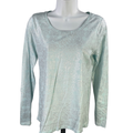 LOFT Women's Blue Metallic Long Sleeve Shirt - S