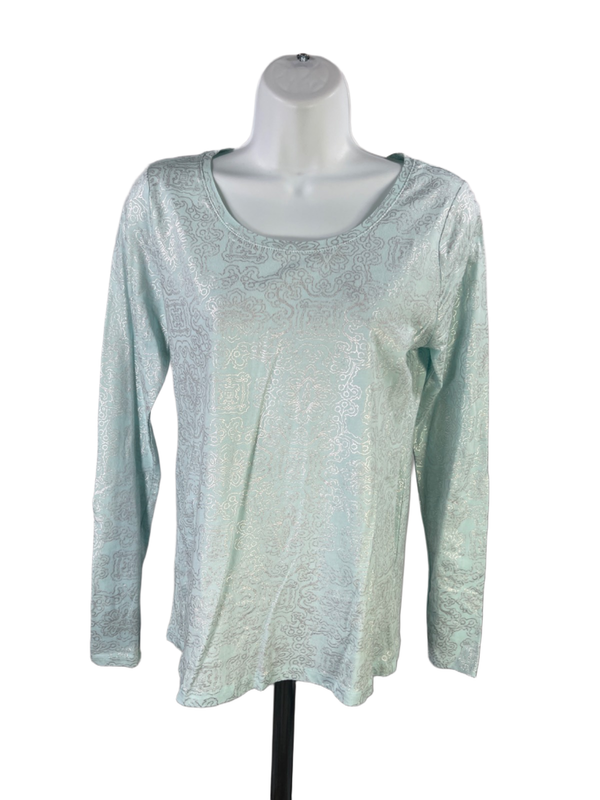 LOFT Women's Blue Metallic Long Sleeve Shirt - S