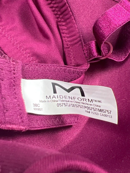 Maidenform Women's Red/Burgundy Lace Trim Perfectly Push Up Bra - 38C image 3