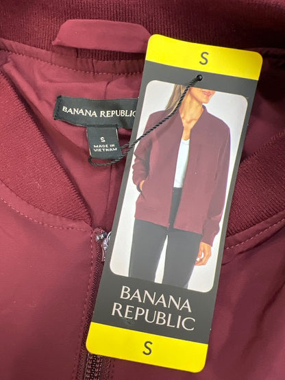 Banana Republic Women’s Red/Burgundy Lightweight Stretch Bomber Jacket - S image 3