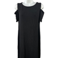 White House Black Market Womens Black Short Cold Shoulder Sleeve Shift Dress - S