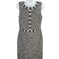 Karl Lagerfield Women's Black/White Tweed Daisy Embroidered Sleeveless Dress - 6