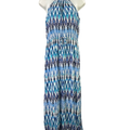Athleta Women's Blue Ikat Halter Sleeveless Sunset Maxi Dress - S