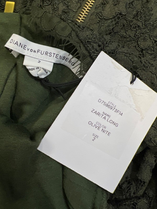 Diane Von Furstenberg Women's Green Zarita Long Lace 3/4 Sleeve Mini Dress - 2 image 3