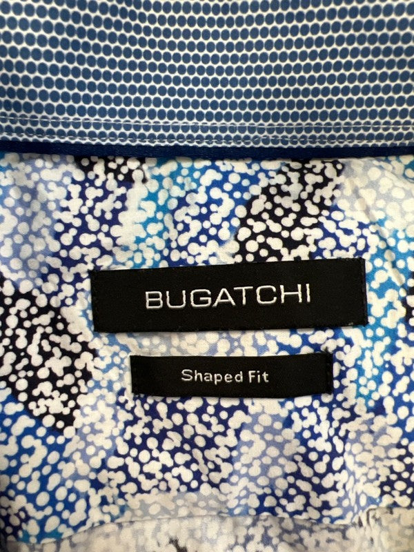 Bugatchi Men's Blue Shaped Fit Short Sleeve Button Up Shirt - M image 3