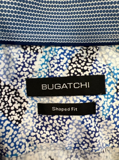 Bugatchi Men's Blue Shaped Fit Short Sleeve Button Up Shirt - M image 3