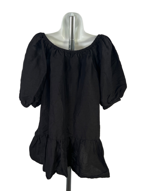 Tommy Bahama Women's Black Short Puff Sleeve Linen Dress - S image 2