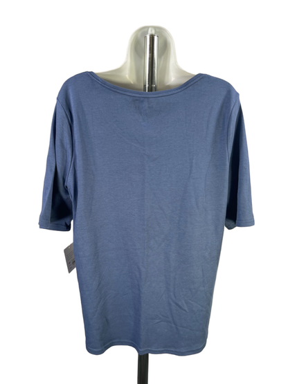 Croft & Barrow Women's Blue Scoop Neck Classic Short Sleeve Tee Shirt - XL image 2