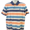 IZOD Men's Blue/Orange Striped Advantage Short Sleeve Polo Shirt - XL