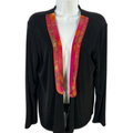 Chico's Travelers Women's Black/Pink Long Sleeve Open Front Jacket - 2/US L