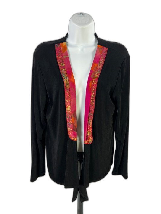 Chico's Travelers Women's Black/Pink Long Sleeve Open Front Jacket - 2/US L