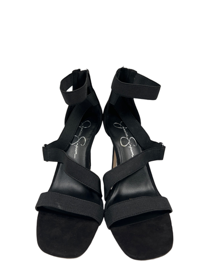 Jessica Simpson Women's Black Strappy Zip Back Open Square Toe High Heels - 8.5 image 2