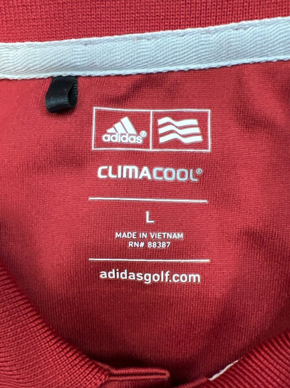 adidas Men’s Red Short Sleeve Climacool Athletic Golf Polo Shirt - L image 3