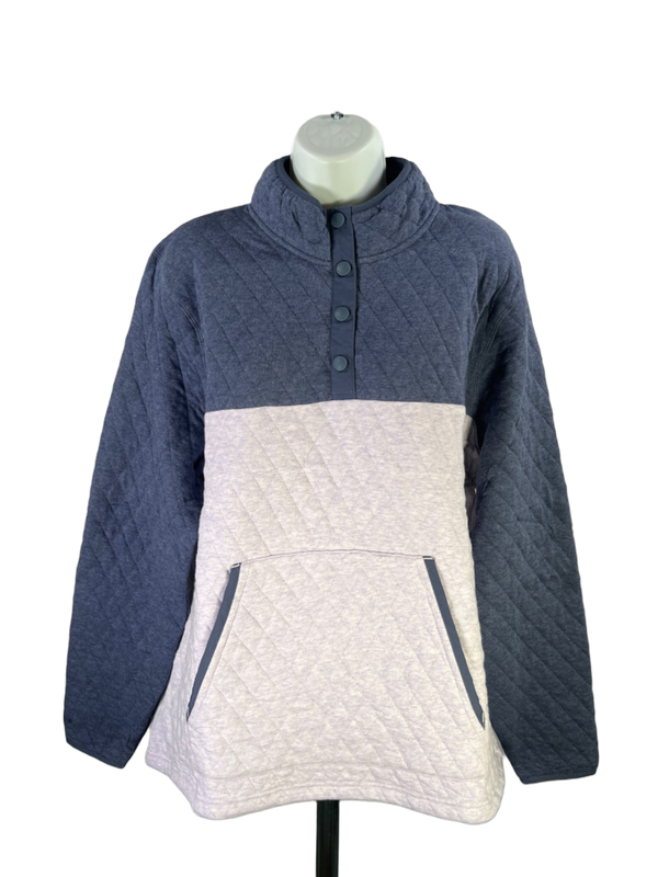 Orvis Women's Purple/Blue Colorblock Quilted 1/4 Snap Pullover Sweatshirt - XL