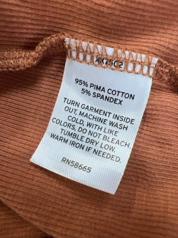 Nordstrom Women's Orange Ribbed Long Sleeve Crewneck Shirt - M image 4