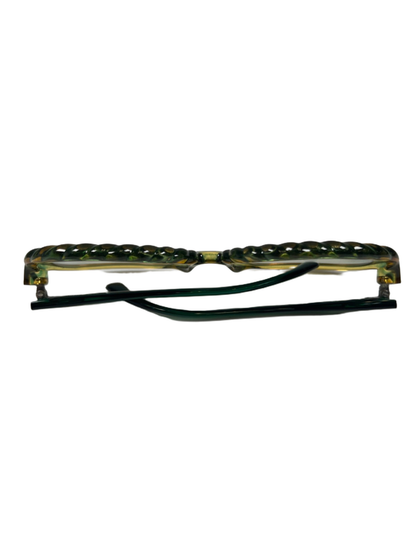 Christian Dior Women's Green/Yellow Two Tone Scalloped Vintage Sunglasses image 4