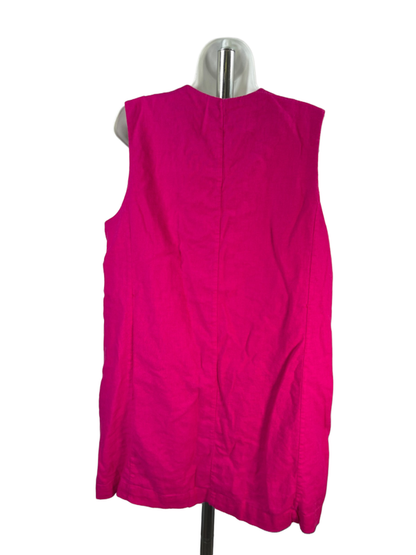 Banana Republic Women's Pink Linen Blend Sleeveless Button Up Mini Dress - XL image 2