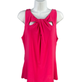 White House Black Market Women's Pink Tie Keyhole Front Sleeveless Shirt - M