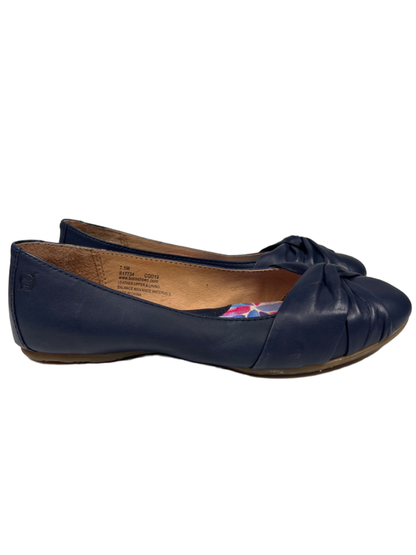 Born Women's Blue Lilly Leather Slip On Ballet Flats - 7.5