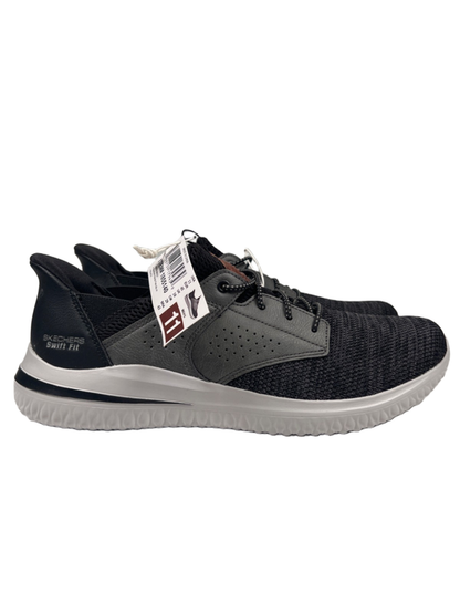 Skechers Men's Black/Gray Swift Fit Hands Free Walking Shoes - 11