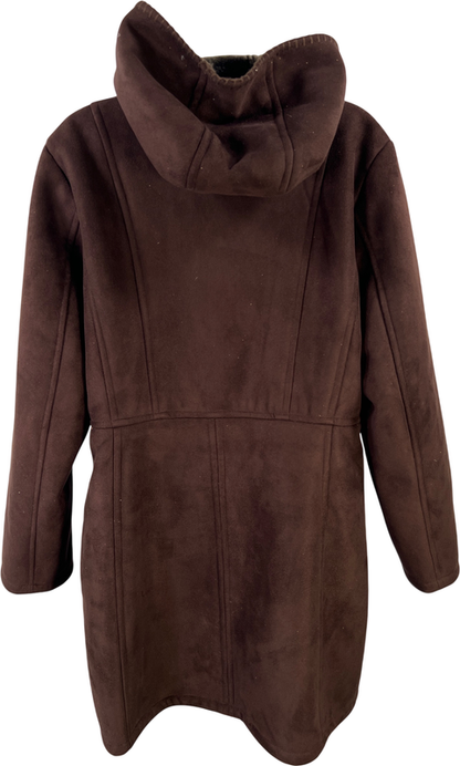Anne Klein Women’s Brown Faux Fur Lined Button Up Coat - L image 2