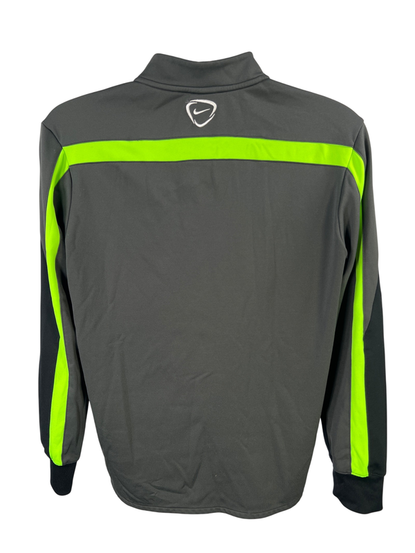 Nike Men's Gray/Green Dri-Fit Quarter Zip Pullover Athletic Jacket - M image 2