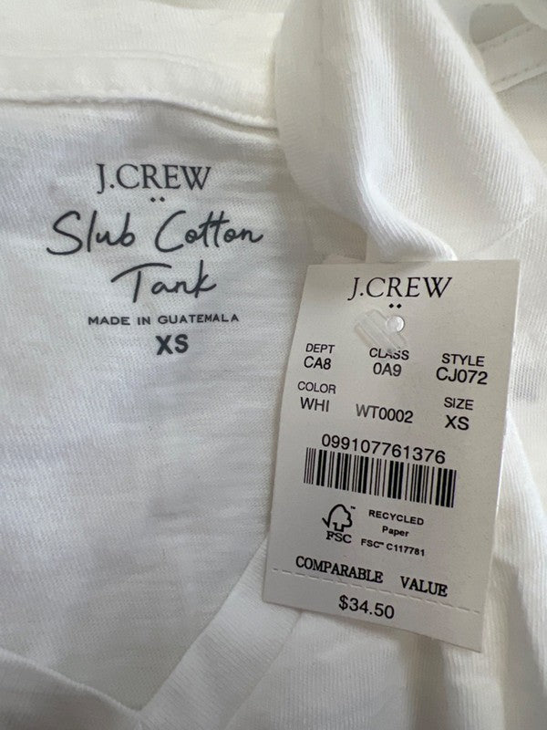 J.Crew Women's White Slub Cotton V-Neck SleevelessTank Top - XS image 3