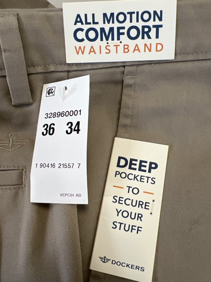 Dockers Men's Beige Classic Fit Stretch Performance Khaki Dress Pants - 36x34 image 4