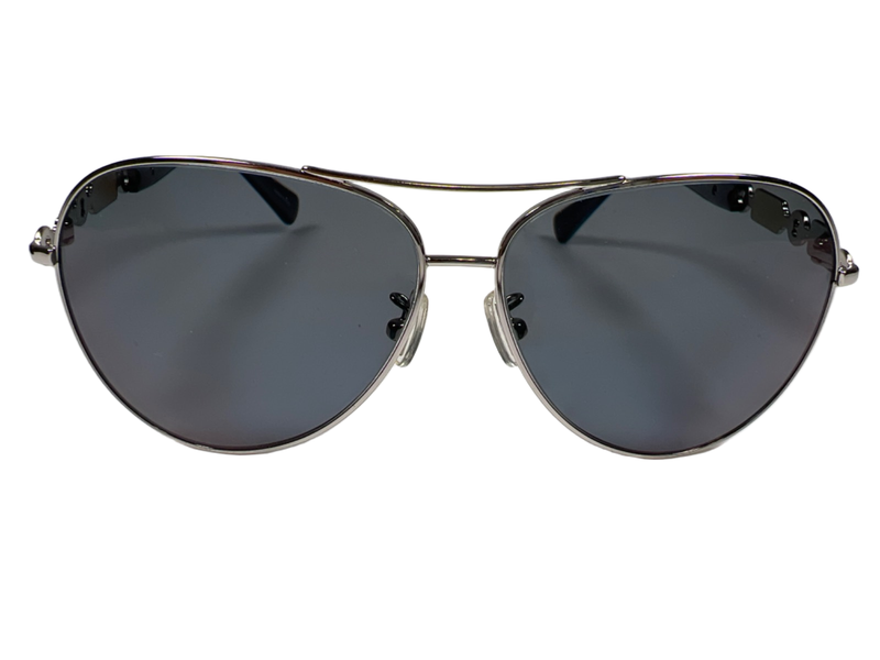 Coach Women's Blue/Silver Chain Link Design Aviator Sunglasses W/ Case image 5