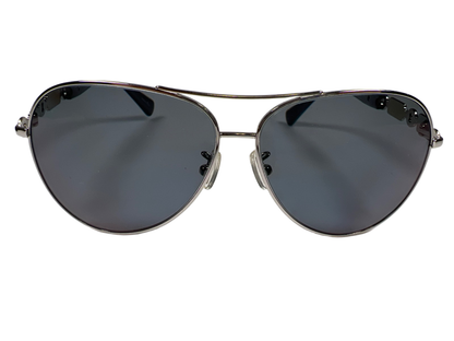 Coach Women's Blue/Silver Chain Link Design Aviator Sunglasses W/ Case image 5